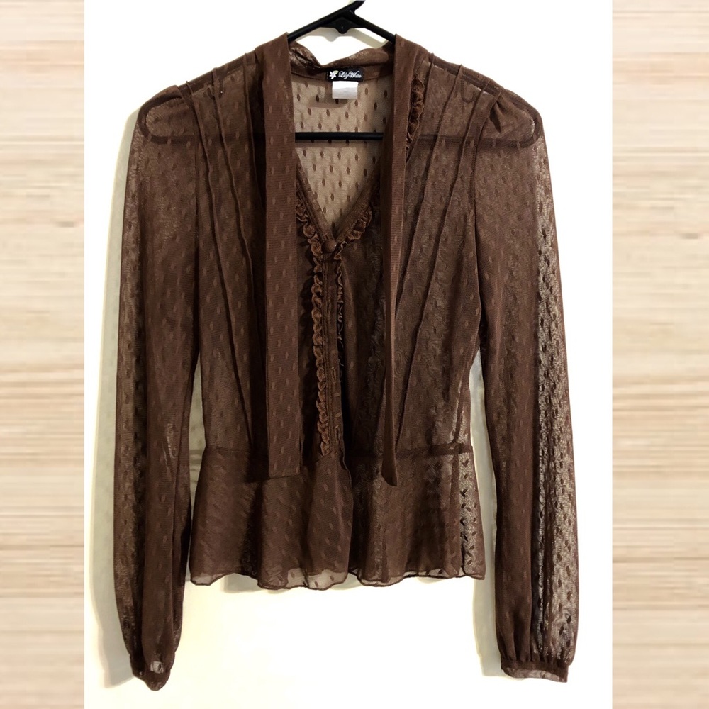 Brown Lace Poplin Blouse